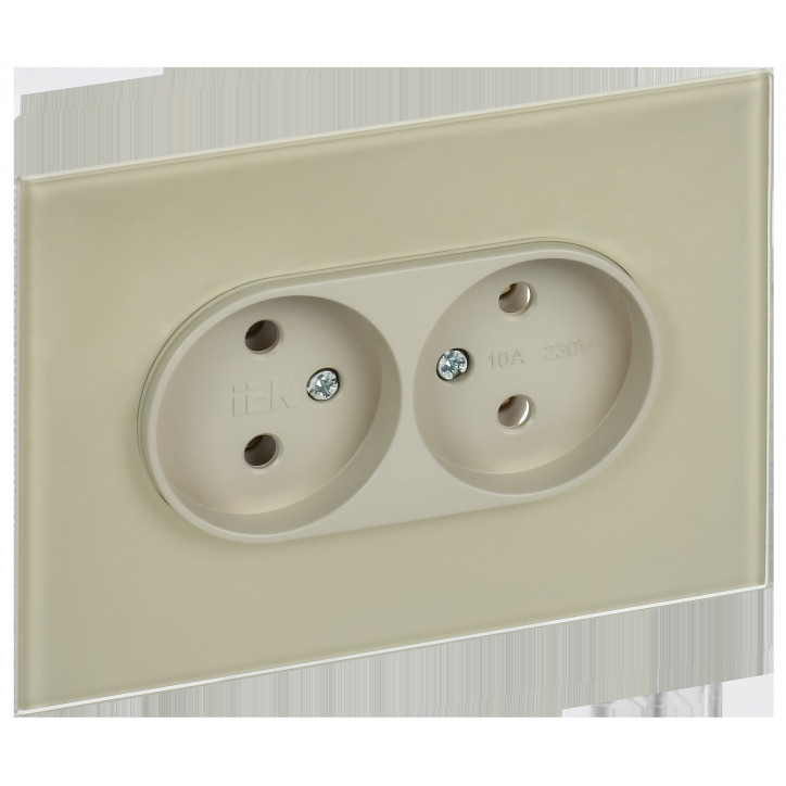 SKANDY Розетка 2-местная без заземления без защитных шторок для плоской вилки 10А SK-R03B стекло беж SKANDY Розетка 2-местная без заземления без защитных шторок для плоской вилки 10А SK-R03B стекло беж