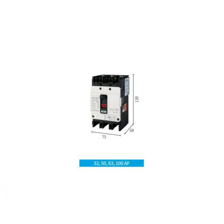 Выключатель автоматический в литом корпусе типа HGM, типоразмера 100AF, арт.HGM100H3PT4S0000C00016F (16А, 26кА, 3 полюса, регули
