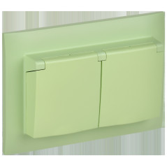 SKANDY Розетка 2-местная и крышкой 16А в сборе IP44 SK-R12G мятный IEK