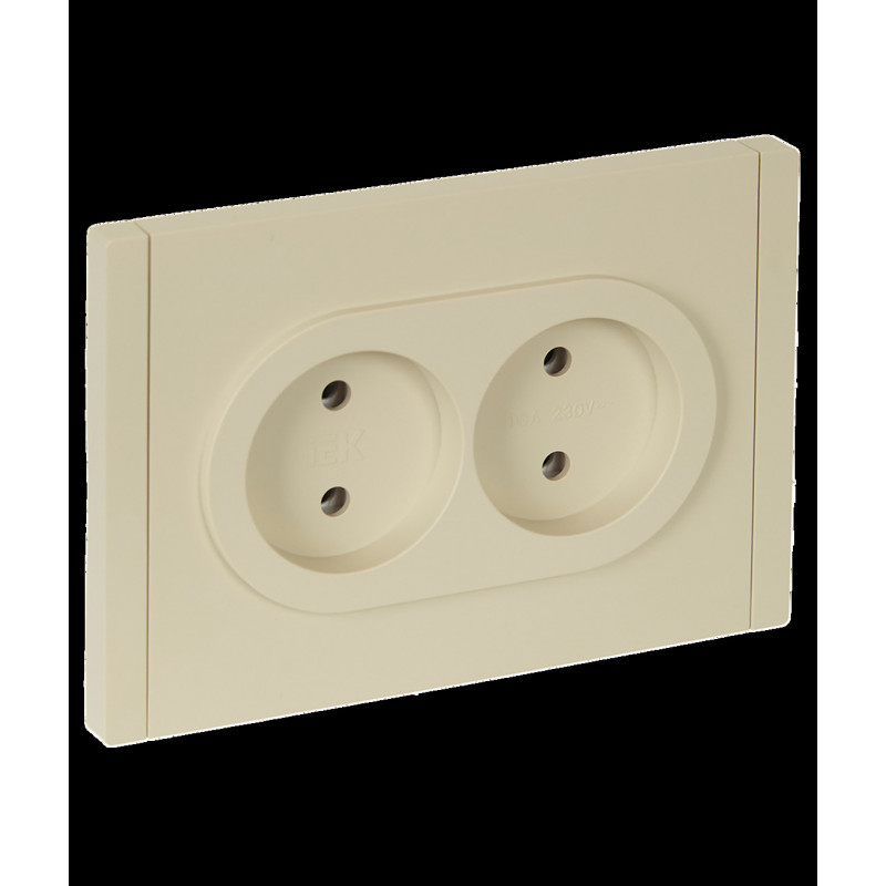 FORTE@PIANO Розетка 2-местная без заземления без защитных шторок безвинтовое крепление 10А FP426 ваниль IEK
