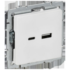 BRITE Розетка USB A+C 18Вт РЮ11-1-БрАБ арктический белый IEK