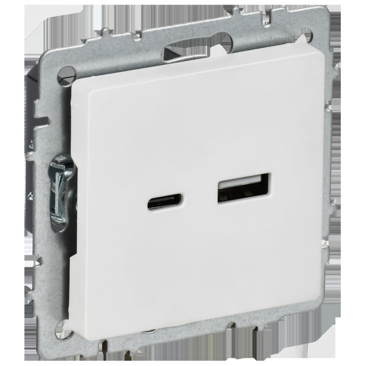 BRITE Розетка USB A+C 18Вт РЮ11-1-БрАБ арктический белый IEK BRITE Розетка USB A+C 18Вт РЮ11-1-БрАБ арктический белый IEK