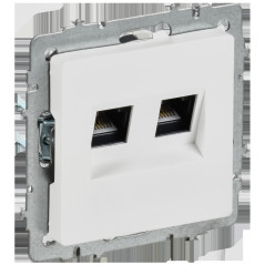 BRITE Розетка компьютерная двойная RJ45 кат.6 РК11-2-БрАБ арктический белый IEK