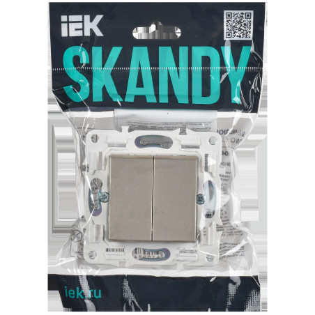 SKANDY Выключатель 2-клавишный проходной 10А SK-V05Sh шампань IEK