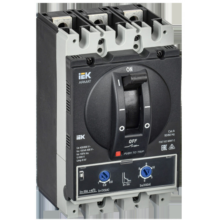 Выключатель автоматический в литом корпусе ARMAT 3P типоразмер A 150кА 50А расцепитель термомагнитный регулируемый Выключатель автоматический в литом корпусе ARMAT 3P типоразмер A 150кА 50А расцепитель термомагнитный регулируемый