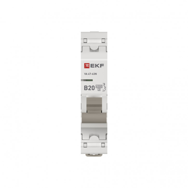 Автоматический выключатель 1P 20А (B) 4,5kA ВА 47-63N EKF PROxima