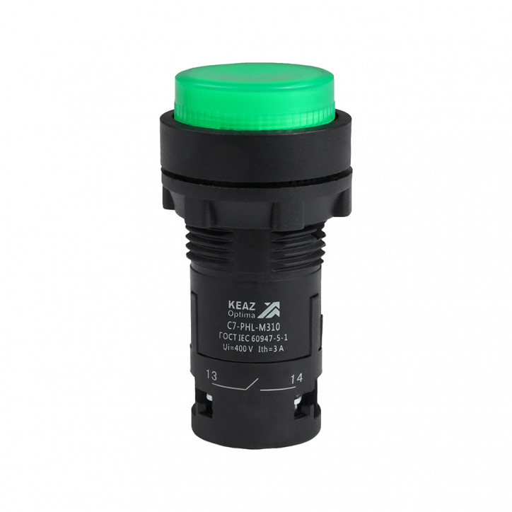 Кнопка с фиксацией с подсветкой OptiSignal Compact D22 C7-PHL-B310 зеленая 1НО 24 В AC/DC XB7NJ03B1