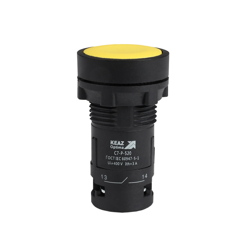 Кнопка OptiSignal Compact D22 C7-P-502 желтая 2НЗ XB7NA54