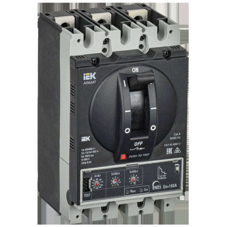 Выключатель автоматический в литом корпусе ARMAT 3P типоразмер D 150кА 160А расцепитель электронный стандартный Выключатель автоматический в литом корпусе ARMAT 3P типоразмер D 150кА 160А расцепитель электронный стандартный