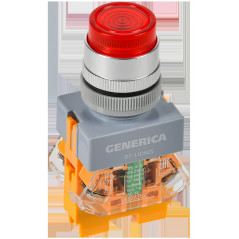 Кнопка D7-11DNZS d-22мм 1з+1р с подсв. и фикс. кр. GENERICA