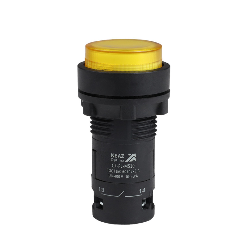 Кнопка с подсветкой OptiSignal Compact D22 C7-PL-M510 желтая 1НО 230 В AC XB7NW35M1
