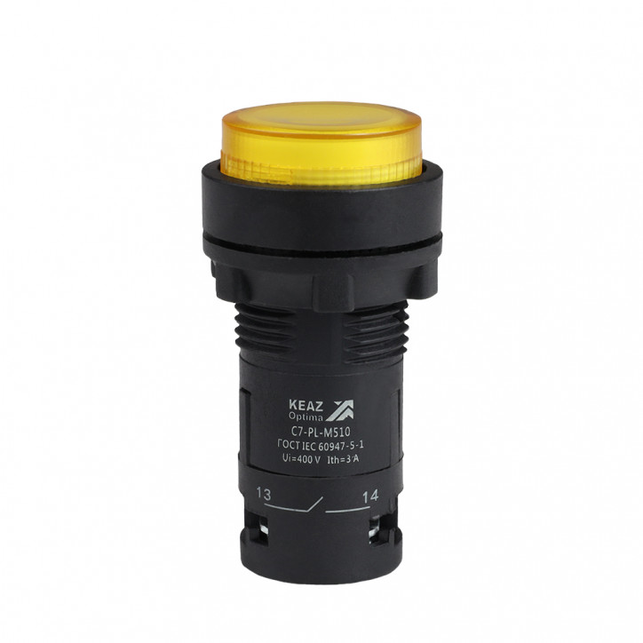 Кнопка с подсветкой OptiSignal Compact D22 C7-PL-M510 желтая 1НО 230 В AC XB7NW35M1