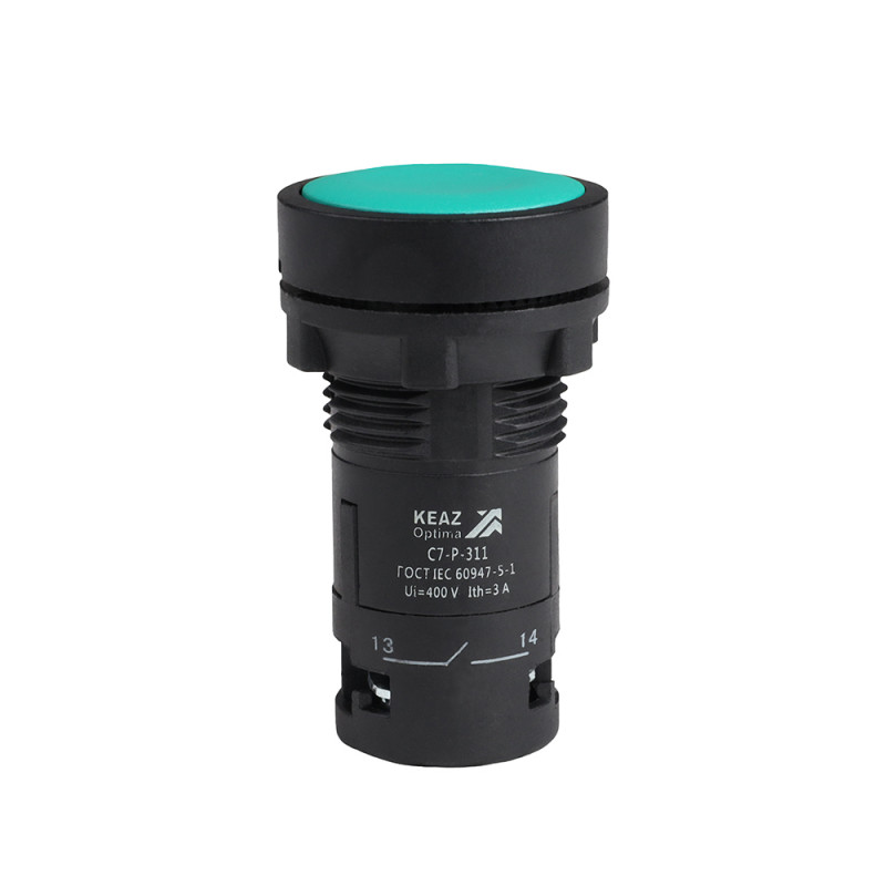 Кнопка OptiSignal Compact D22 C7-P-302 зеленая 2НЗ XB7NA34