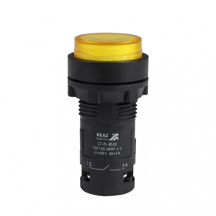 Кнопка с подсветкой OptiSignal Compact D22 C7-PL-B501 желтая 1НЗ 24 В AC/DC XB7NW35B2