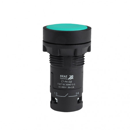 Кнопка с фиксацией OptiSignal Compact D22 C7-PH-301 зеленая 1НЗ XB7NH32