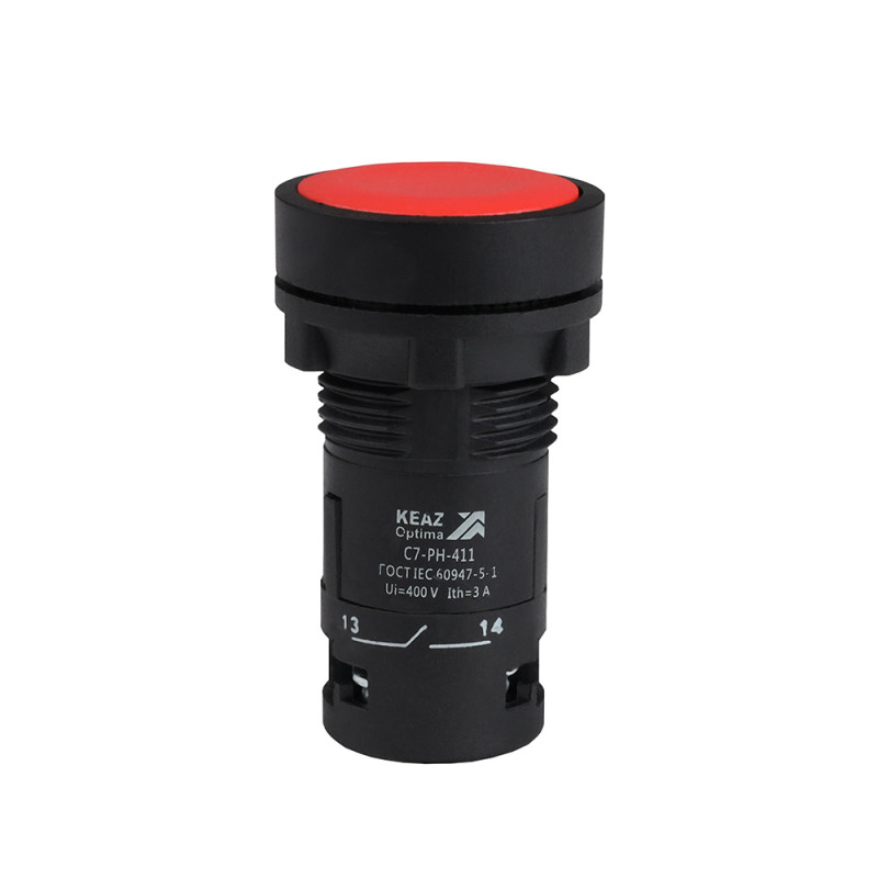 Кнопка с фиксацией OptiSignal Compact D22 C7-PH-411 красная 1НО+1НЗ XB7NH45