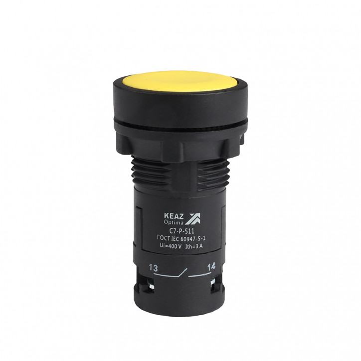 Кнопка OptiSignal Compact D22 C7-P-511 желтая 1НО+1НЗ XB7NA55