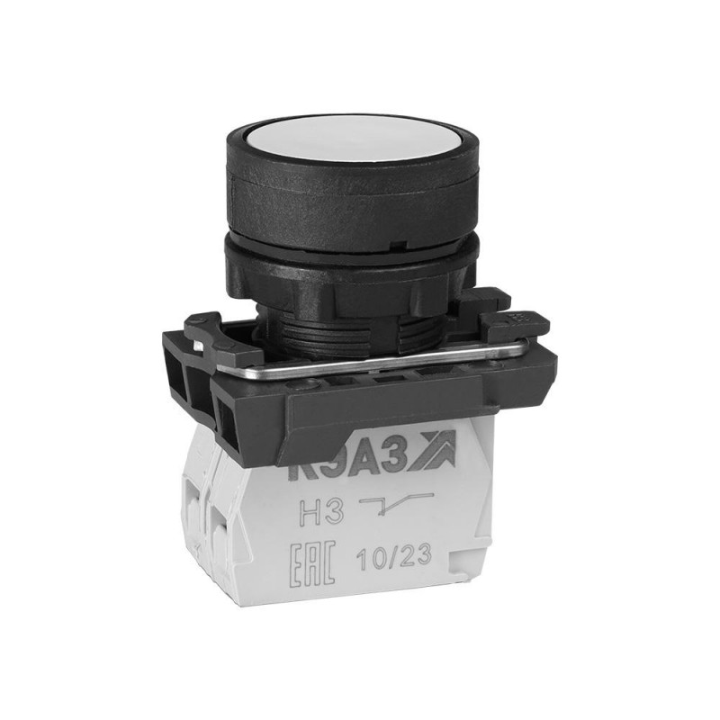 Кнопка КМЕ4502м-белый-0но+2нз-цилиндр-IP54-КЭАЗ