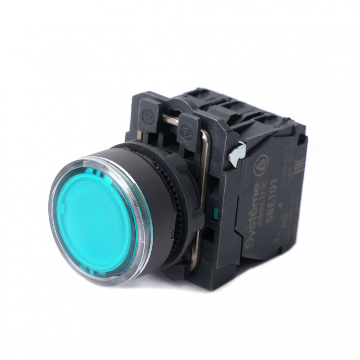 Кнопка SB5 с подсветкой в сборе модульная 22мм зеленая пластик 24ВDC 1НО+1НЗ Кнопка SB5 с подсветкой в сборе модульная 22мм зеленая пластик 24ВDC 1НО+1НЗ