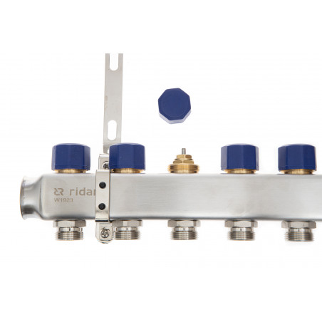 Коллекторная группа SSM-8R set 8 контуров 1'X3/4' с термостатическими клапанами и кронштейнами