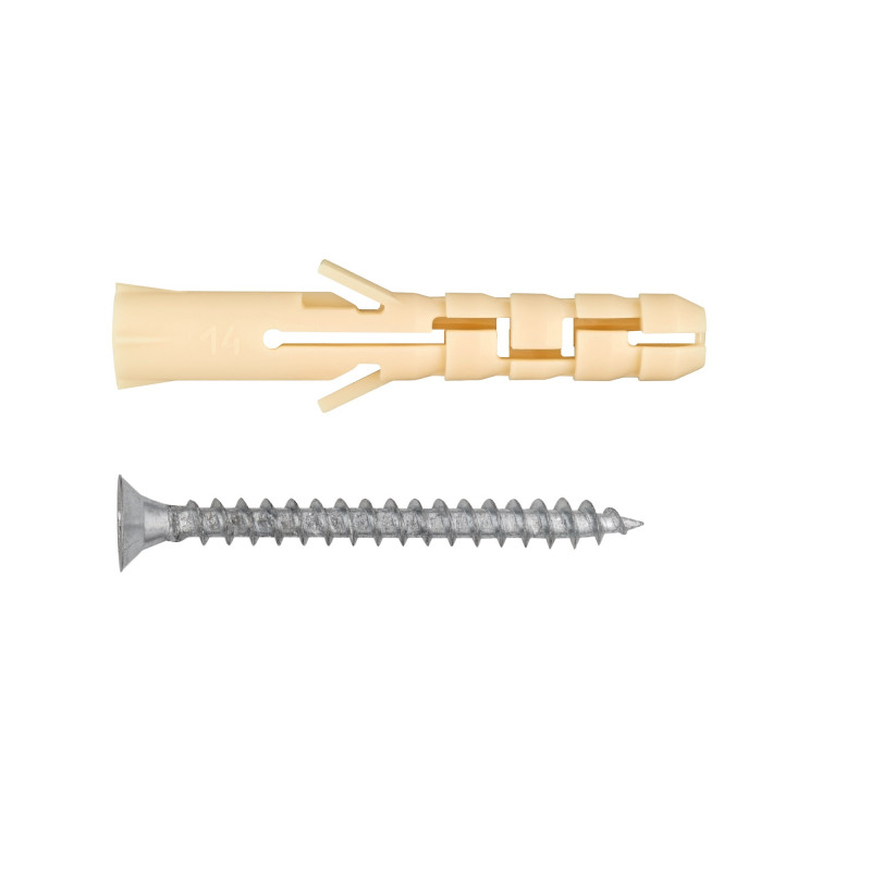 Дюбель распорный PND M 6x40 нейлоновый c шурупом 4x50 (70 шт.)