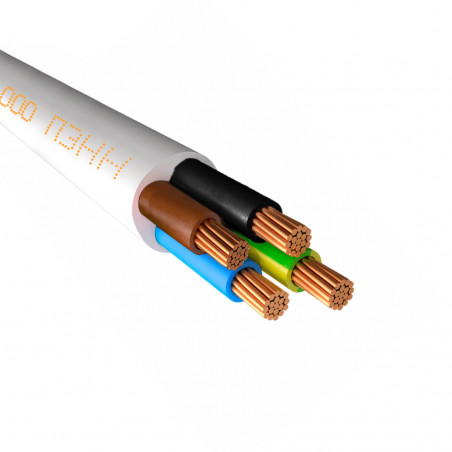 Провод ПВС 4х2,5(3х2,5+1х2,5) белый 100 м