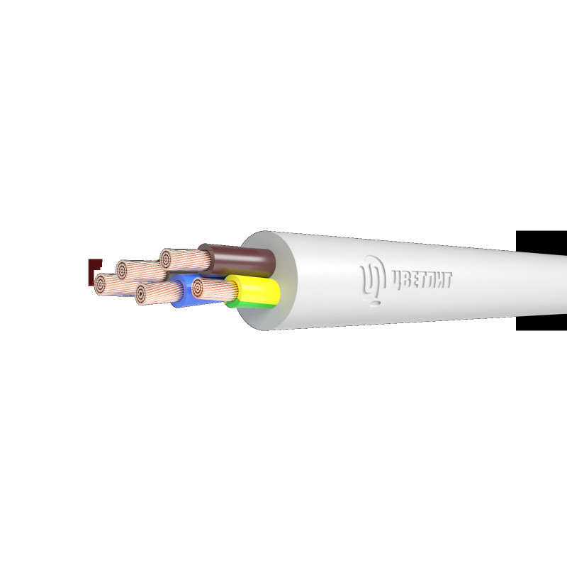 Провод ПВС 4х2,5+1х2,5 белый