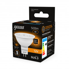Лампа светодиодная LED 5 Вт 500 лм 3000К софит MR16 теплый GU5.3 AC/DC 12В низковольтная Black Gauss