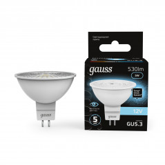 Лампа светодиодная LED 5 Вт 530 лм 4100К софит MR16 нейтральный GU5.3 AC/DC 12В низковольтная Black