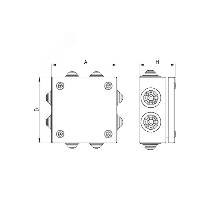 Коробка стальная FS с кабельными вводами и клеммниками IP55 150х150х80мм 6р 450V 6A 4мм.кв. Коробка стальная FS с кабельными вводами и клеммниками IP55 150х150х80мм 6р 450V 6A 4мм.кв.