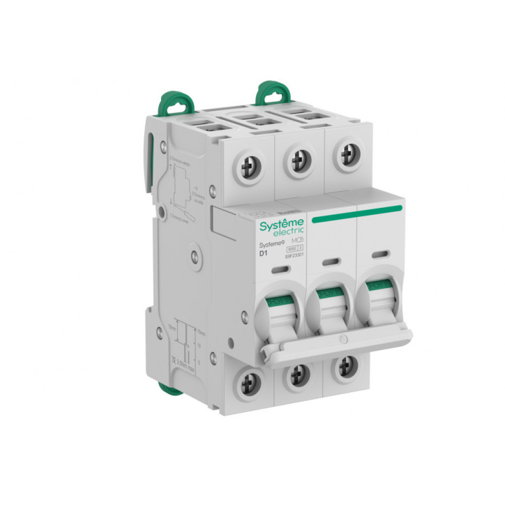 Автоматический выключатель (АВ) D 1A 3P 6kA 400В Systeme9 Автоматический выключатель (АВ) D 1A 3P 6kA 400В Systeme9