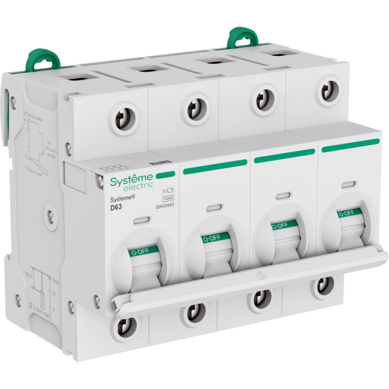 Автоматический выключатель (АВ) 27мм D 63A 4P 10 kA 400В Systeme9