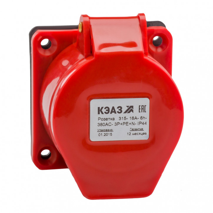 Розетка 314-16А-6h-380AC-3P+PE-IP44