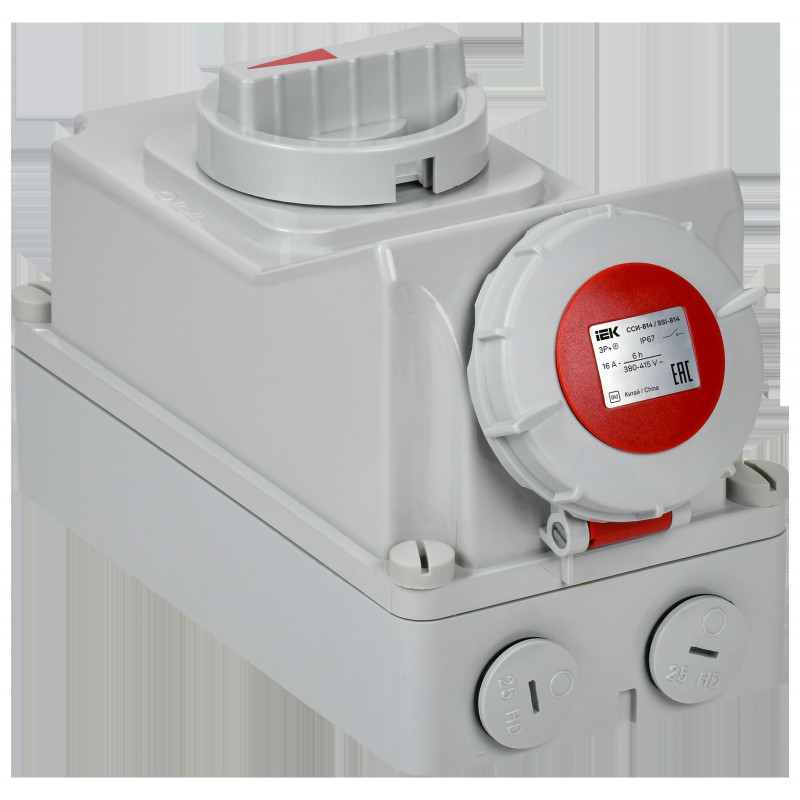 Розетка с механической блокировкой ССИ-814 16А-6ч/380В 3P+PE IP67 IEK