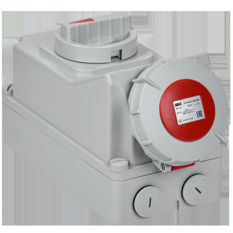 Розетка с механической блокировкой ССИ-824 32А-6ч/380В 3P+PE IP67 IEK
