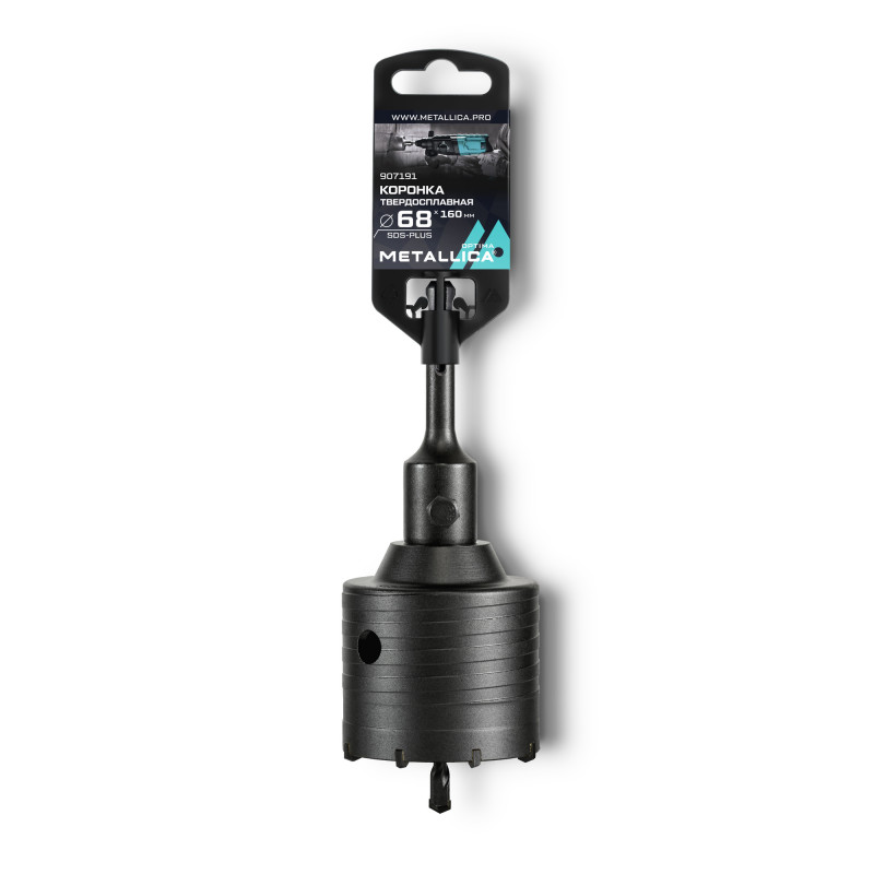 Коронка тв. спл. SDS-plus 68x160/100 мм, h-50мм, М22,0х2,0 мм, с адаптером