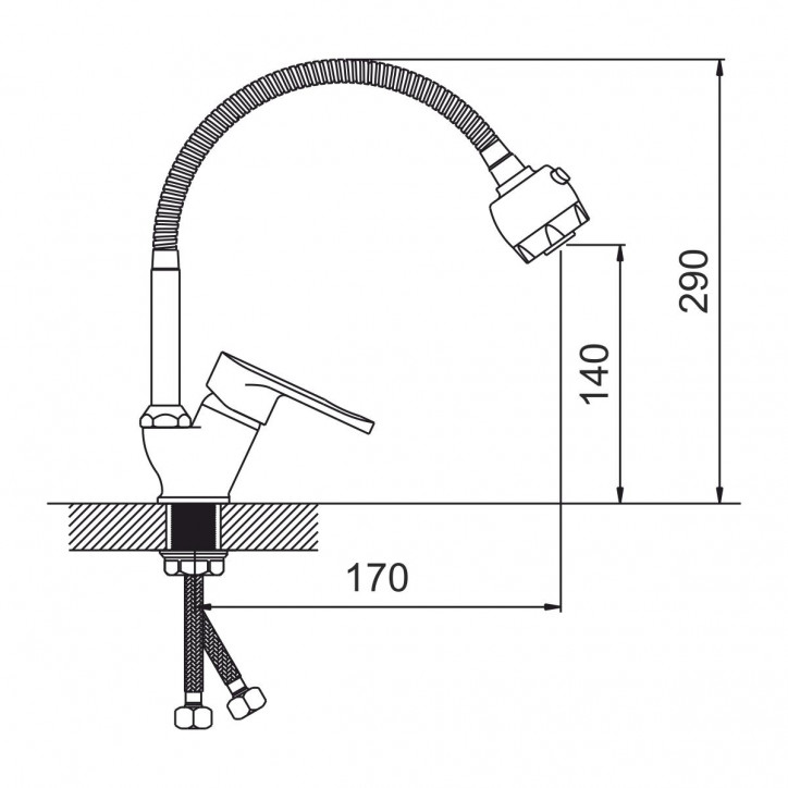 Смеситель для кухни шаровый с гибким регулирующим изливом двух-режимным аэратором гайка Смеситель для кухни шаровый с гибким регулирующим изливом двух-режимным аэратором гайка