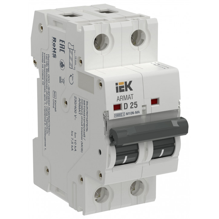 ARMAT Автоматический выключатель без теплового расцепителя M10N-MA 2P D 25А IEK ARMAT Автоматический выключатель без теплового расцепителя M10N-MA 2P D 25А IEK