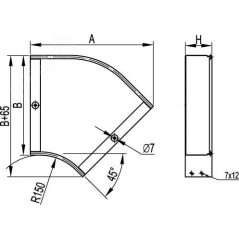 Угол CPO 45 горизонтальный 45 градусов 500х50 в комплекте с крепежными элементами и соединительными пластинами