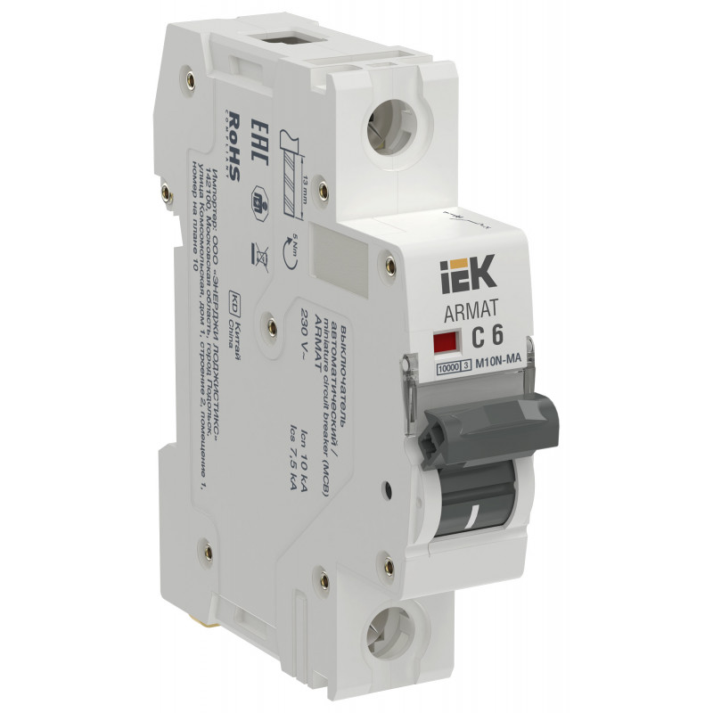 ARMAT Автоматический выключатель без теплового расцепителя M10N-MA 1P C 6А IEK