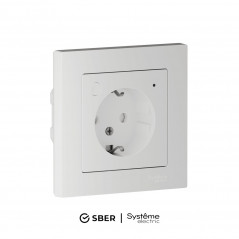 ATLASDESIGN SMART РОЗЕТКА с заземл., со шт., Zigbee, L+N, 16А, мех., БЕЛЫЙ