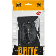 BRITE Розетка двойная с заземлением без защитных шторок 16А в сборе РС12-3-БрГ графит