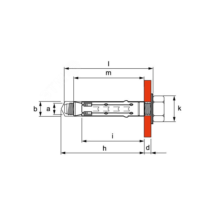 Стандартный анкер с болтом М10 Стандартный анкер с болтом М10