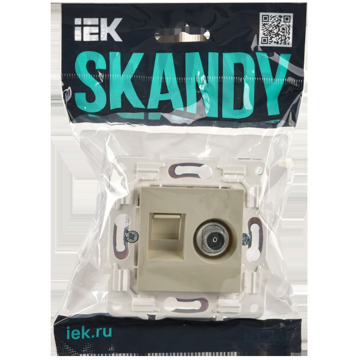 SKANDY Розетка двойная TV+RJ45 кат.5E SK-A14B бежевый IEK SKANDY Розетка двойная TV+RJ45 кат.5E SK-A14B бежевый IEK