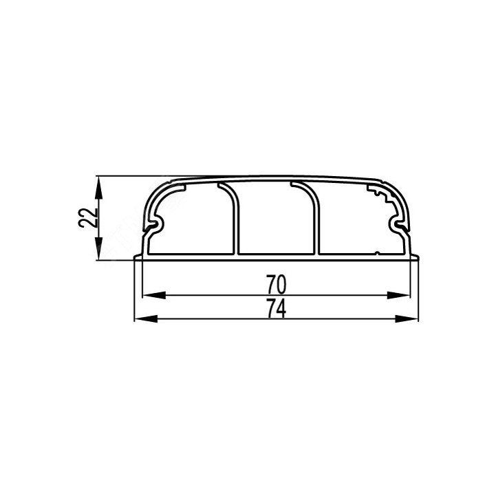 Кабель-канал плинтусного типа 70х22 мм, трехсекционный, с крышкой Кабель-канал плинтусного типа 70х22 мм, трехсекционный, с крышкой