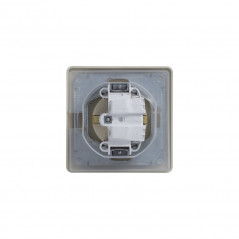 GLOSSA Розетка с заземлением со шторками с крышкой бежевая в сборе IP44
