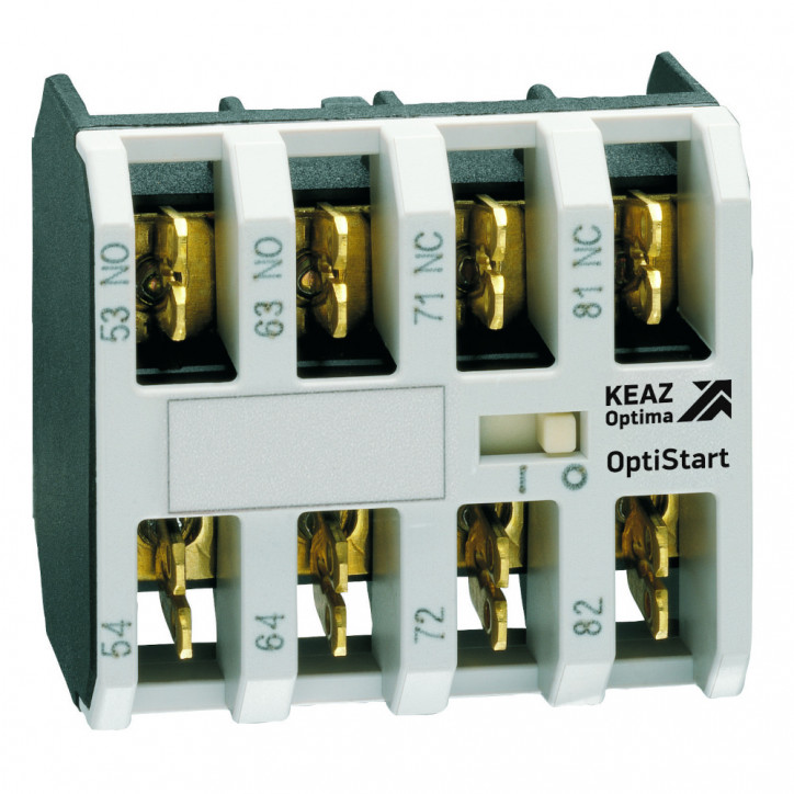 Блок контактный OptiStart K-MX-F1011 фронтальный 1НО+1НЗ, клеммы фастон, для мини-контакторов M Блок контактный OptiStart K-MX-F1011 фронтальный 1НО+1НЗ, клеммы фастон, для мини-контакторов M