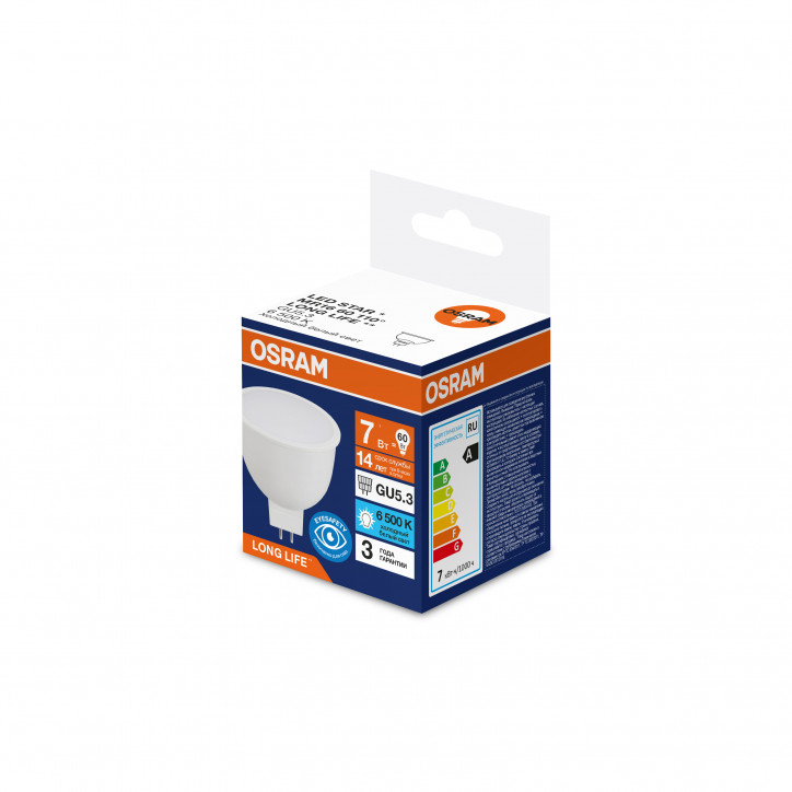 Лампа светодиодная 7 Вт 700Лм 6500К GU5.3 170-250В OSRAM LONG LIFE Лампа светодиодная 7 Вт 700Лм 6500К GU5.3 170-250В OSRAM LONG LIFE