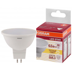 Лампа светодиодная LED 6,5Вт GU5.3 3000К 500лм 230V FR MR16 (замена 60Вт) OSRAM LS