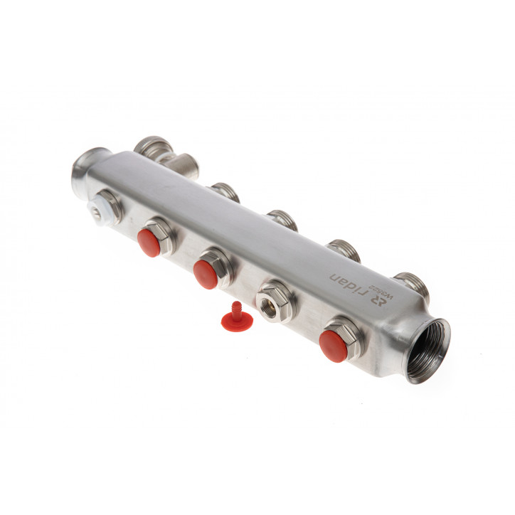 Коллекторная группа SSM-10R set 10 контуров 1'X3/4' с термостатическими клапанами и кронштейнами